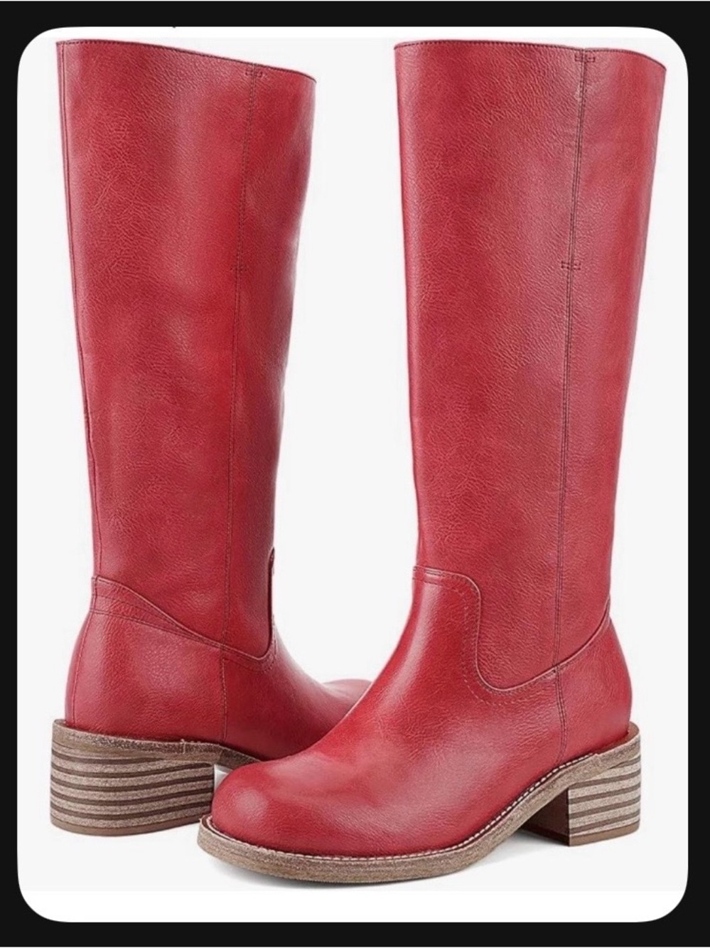 NEW Red Leather Knee-High Women's Boots